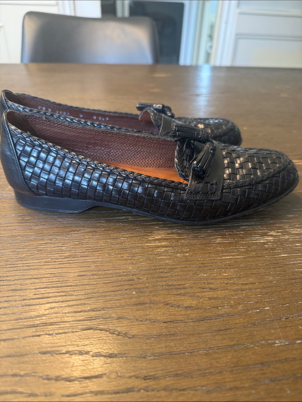 Cole Haan Black Woven Leather Tassel Slip-On Loafers - Picture 3 of 6